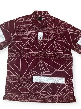 Sig Zane Men's Maroon Geometric Button Shirt
